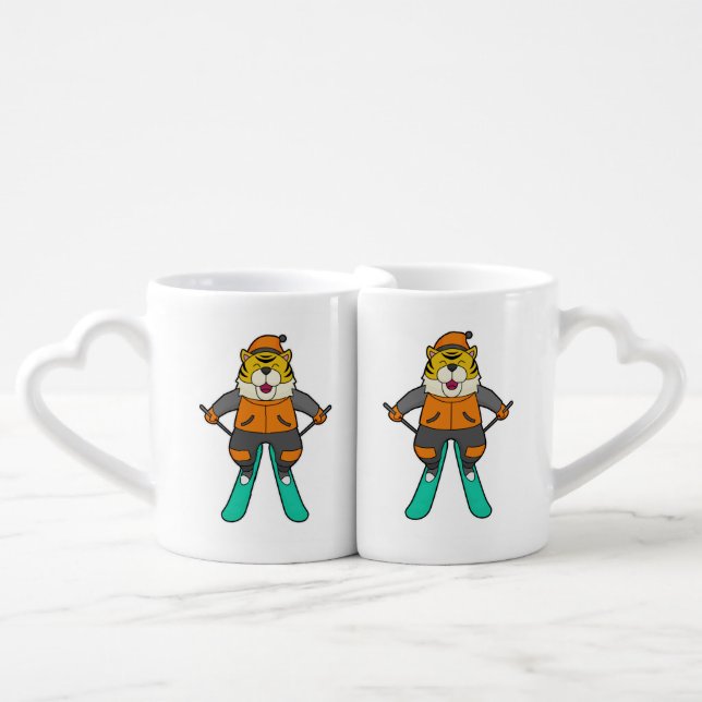 Tiger Skier Ski Coffee Mug Set (Front Nesting)