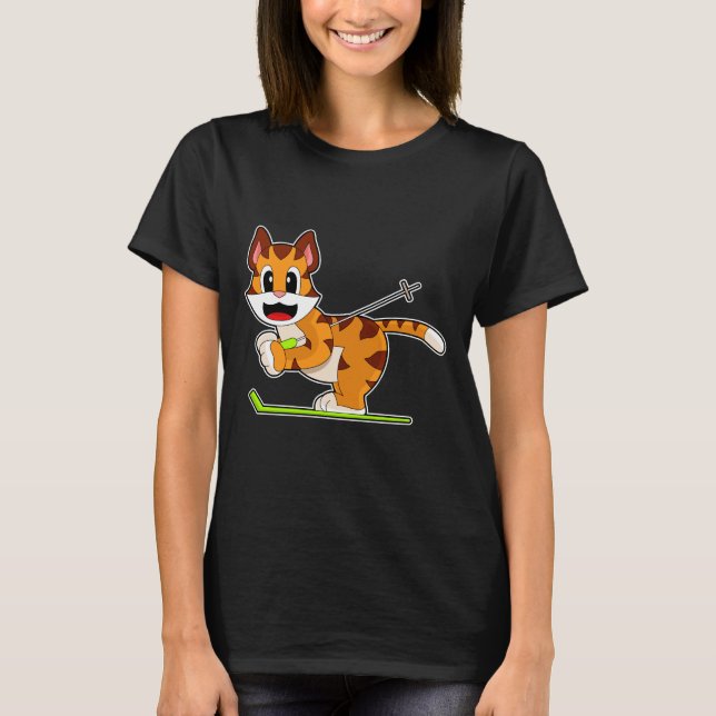 Tiger Skier Ski Winter sports T-Shirt (Front)