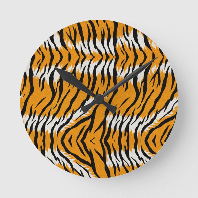 Tiger Skin Animal Print Pattern Design  Round Clock (Front)