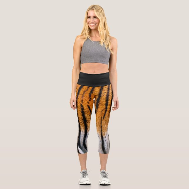 Tiger Skin Black High Waisted Capris (Front)