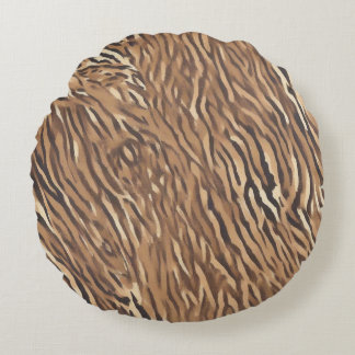 Tiger Skin Design Decorative Cojin Round Pillow