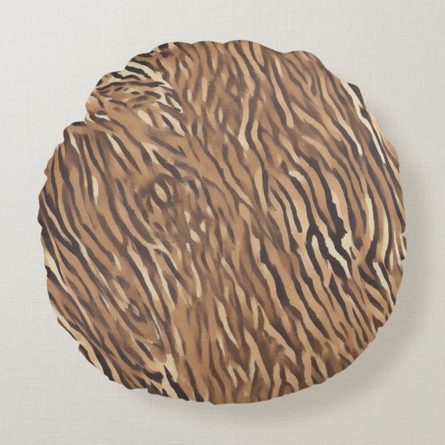 Tiger Skin Design Decorative Cojin Round Pillow (Front)