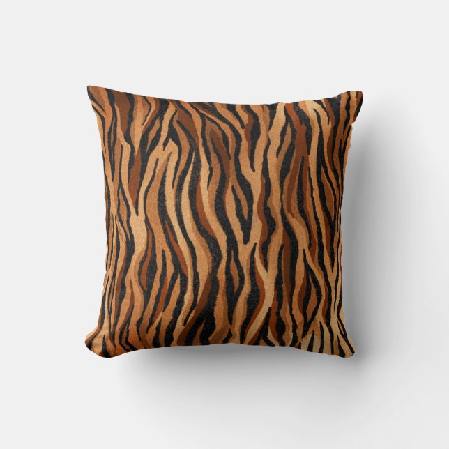 Tiger skin: hand-drawn seamless pattern. throw pillow (Front)