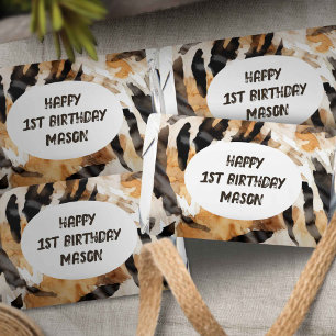 Tiger skin pattern, Jungle Themed Boy 1st birthday Hershey's Miniatures