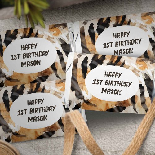 Tiger skin pattern Jungle Themed Boy 1st birthday Hersheys Miniatures