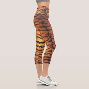 Orange Tiger Plus Size Leggings, Animal Stripe Print Women's Yoga Pants-Made  in USA/EU