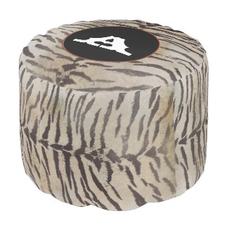 Tiger Skin Print in ivory Pouf