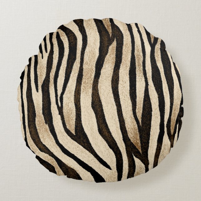 Tiger Skin Seamless Texture Round Pillow (Front)
