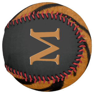 Tiger Skin Striped Fur Custom Monogrammed  Softball