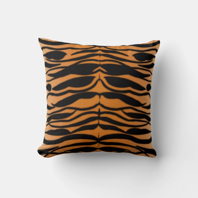 Tiger Skin Striped Pattern in Natural Colors Throw Pillow (Front)