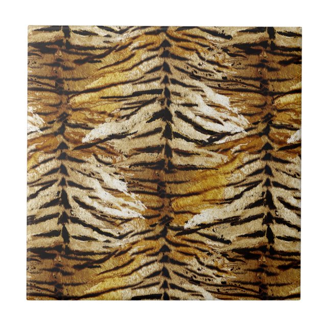 Tiger skin, stylish, tiger, striped, animal print, ceramic tile (Front)