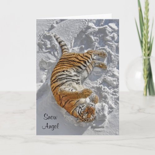 Tiger Snow Angel Holiday Card