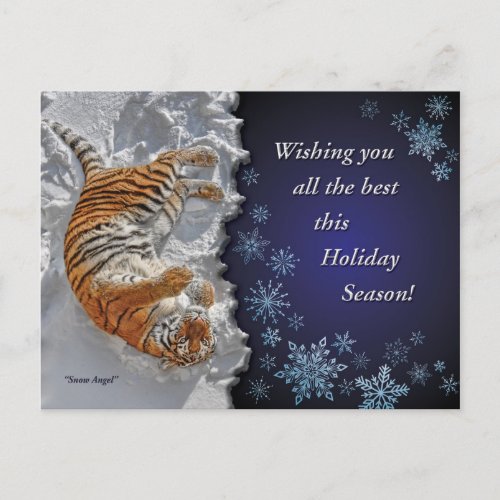 Tiger Snow Angel Holiday Post Card