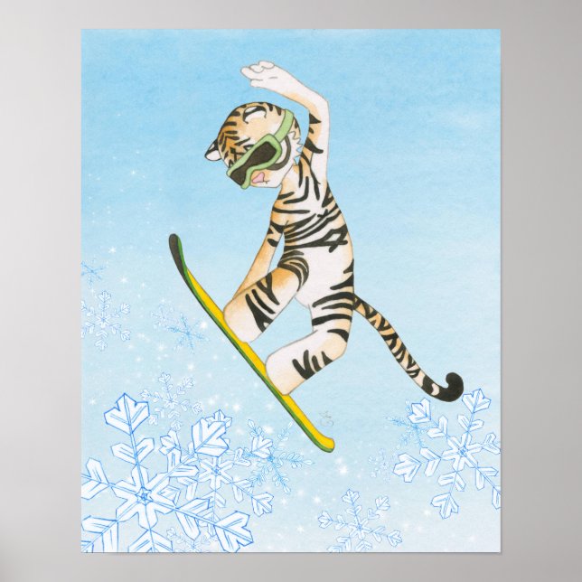 Tiger snowboarding Poster (Front)