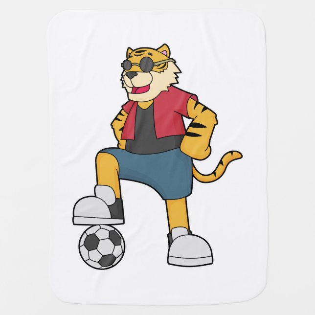 Tiger Soccer player Soccer Baby Blanket (Front)