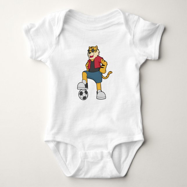 Tiger Soccer player Soccer Baby Bodysuit (Front)