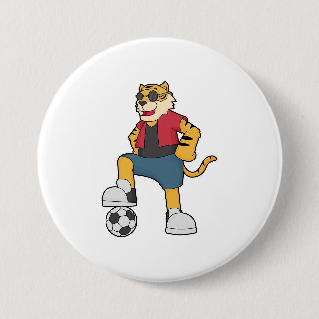 Tiger Soccer player Soccer Button (Front)