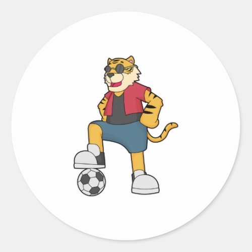 Tiger Soccer player Soccer Classic Round Sticker