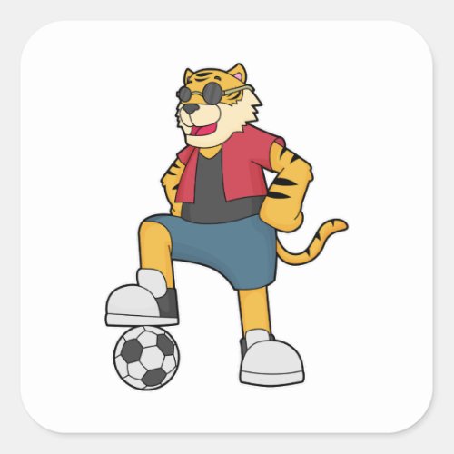 Tiger Soccer player Soccer Square Sticker