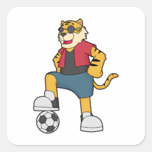 Tiger Soccer player Soccer Square Sticker