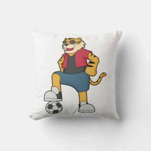 Tiger Soccer player Soccer Throw Pillow