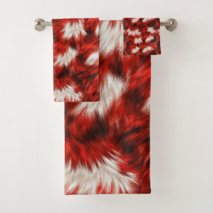 Tiger Soft fluffy animal fur in vibrant red tones Bath Towel Set