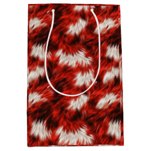 Tiger Soft fluffy animal fur in vibrant red tones Medium Gift Bag