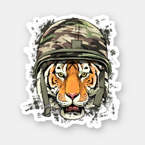 Tiger Soldier Veteran Army Tiger Safari Animal Lov Sticker