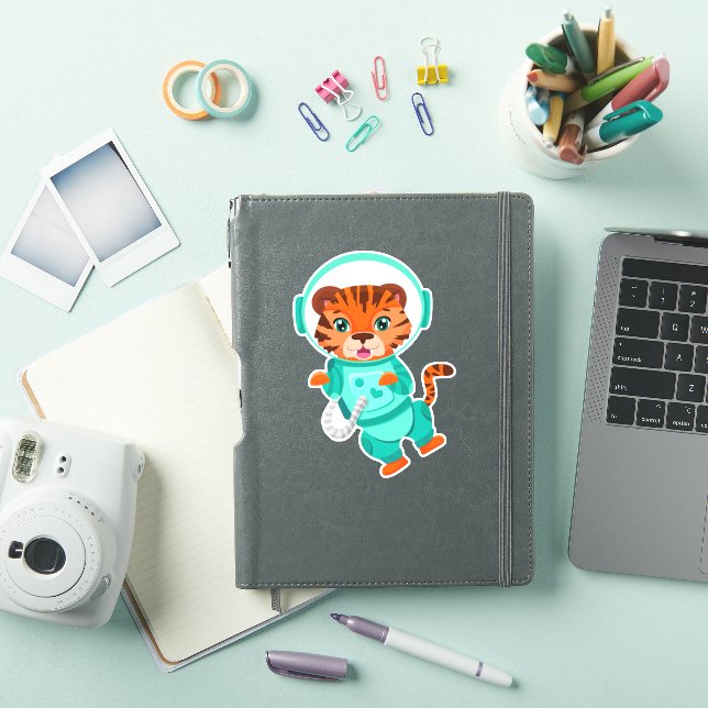 Tiger Space Astronaut Flying in Open Space Sticker (iPad Cover)