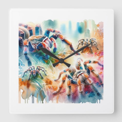 Tiger Spiders 050624AREF108 _ Watercolor Square Wall Clock