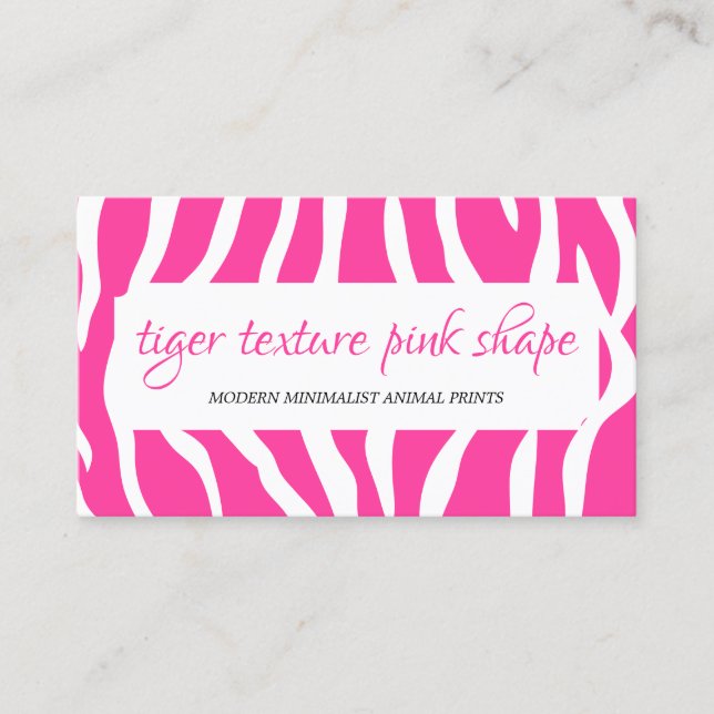 Tiger Sprinkles Texture Pink White Shape Frame Business Card (Front)