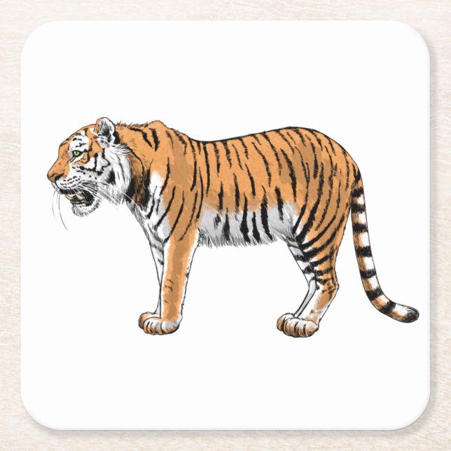 Tiger Square Paper Coaster (Front)