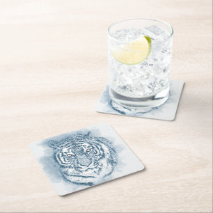 tiger square paper coaster