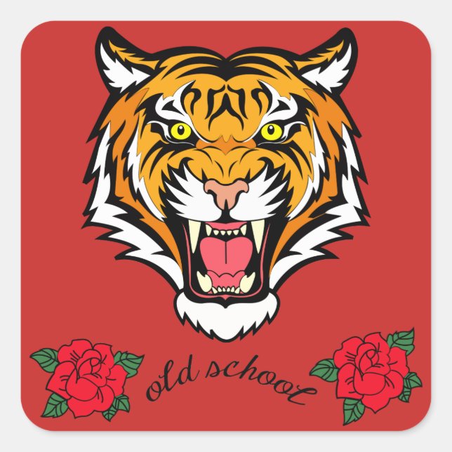 Tiger Square Sticker (Front)