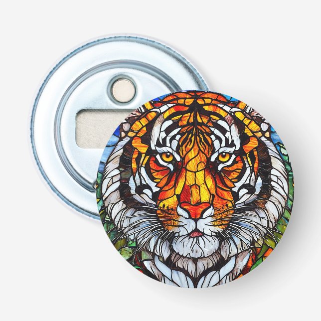 Tiger Stained Glass Bar Tool Gift Bottle Opener (Front)
