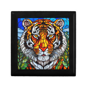 Tiger stained glass gift box