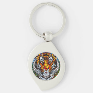 Tiger stained glass keychain