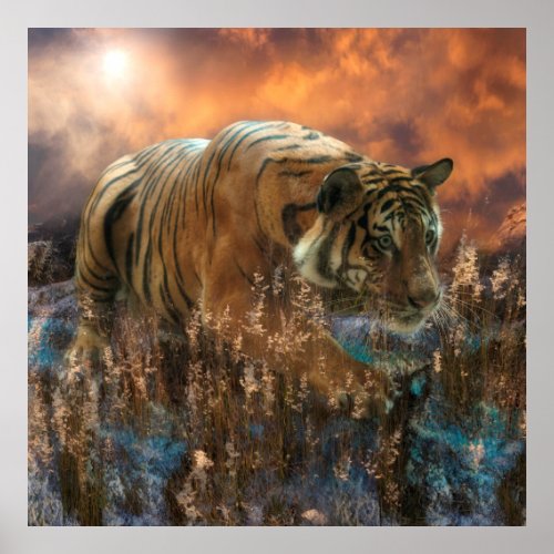Tiger Stalking WHISPER ON THE BREEZE Poster