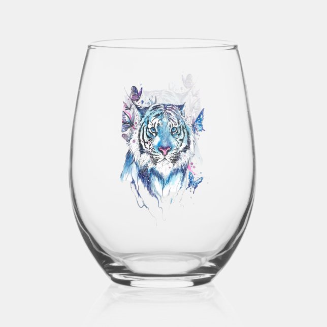 Tiger Stemless Wine Glass (Front)