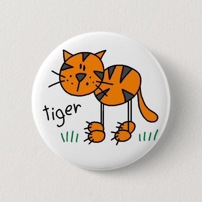 Tiger Stick Figure Button (Front)
