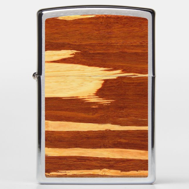 Tiger Stripe Bamboo Wood Grain Look Zippo Lighter (Front)