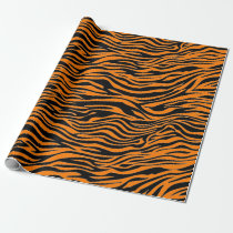 TIGER STRIPE BLACK AND ORANGE Wrapping Paper