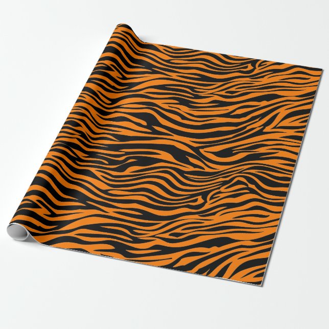 TIGER STRIPE BLACK AND ORANGE Wrapping Paper (Unrolled)