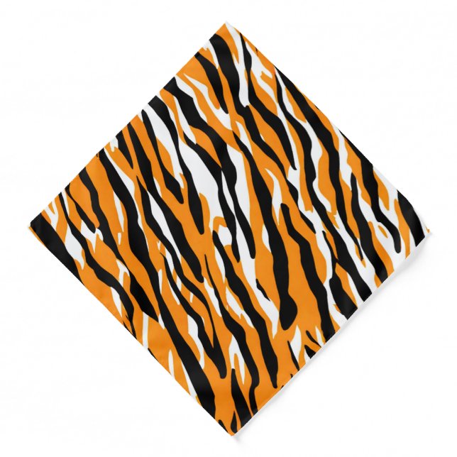 Tiger Stripe black Orange Wild Animal skin pattern Bandana (Front)