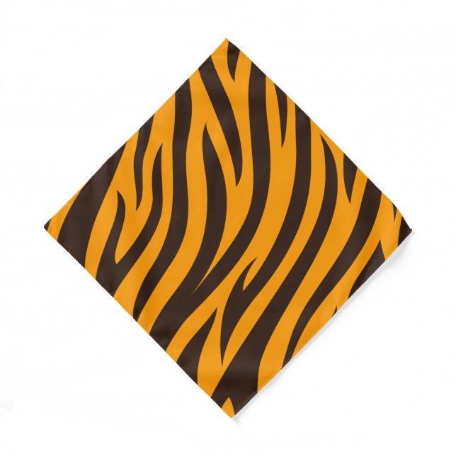 Tiger Stripe black Orange Wild Animal skin pattern Bandana (Front)