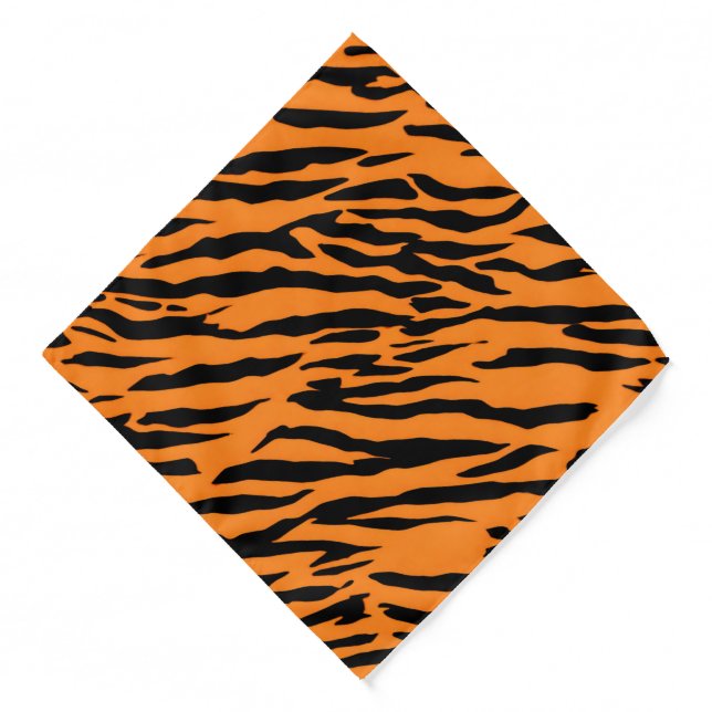 Tiger Stripe black Orange Wild Animal skin pattern Bandana (Front)