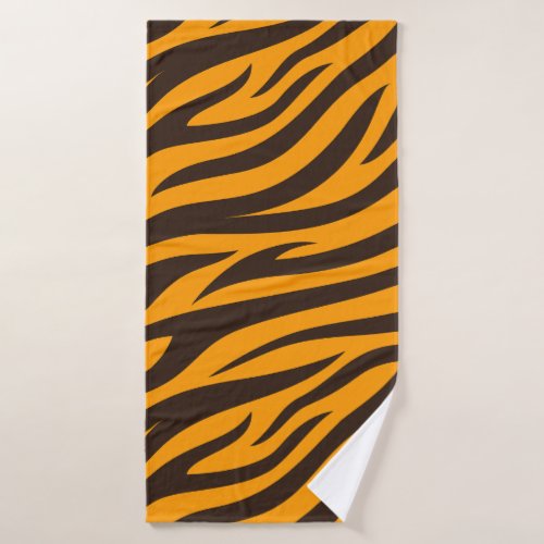 Tiger Stripe black Orange Wild Animal skin pattern Bath Towel