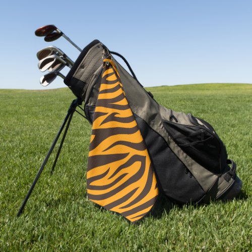 Tiger Stripe black Orange Wild Animal skin pattern Golf Towel