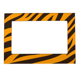 Tiger Stripe black Orange Wild Animal skin pattern Magnetic Frame