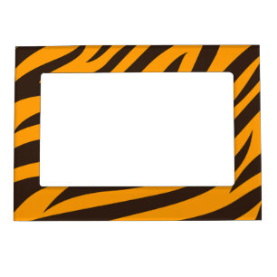 Tiger Stripe black Orange Wild Animal skin pattern Magnetic Frame